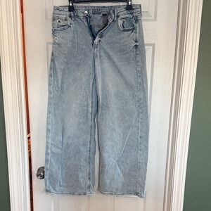 American Eagle Outfitters Light Wash Wide Leg Jeans